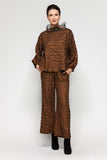 Copper Asymmetrical Organza Collar Bell Sleeve Top