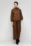 Copper Asymmetrical Organza Collar Bell Sleeve Top