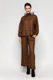 Copper Asymmetrical Organza Collar Bell Sleeve Top