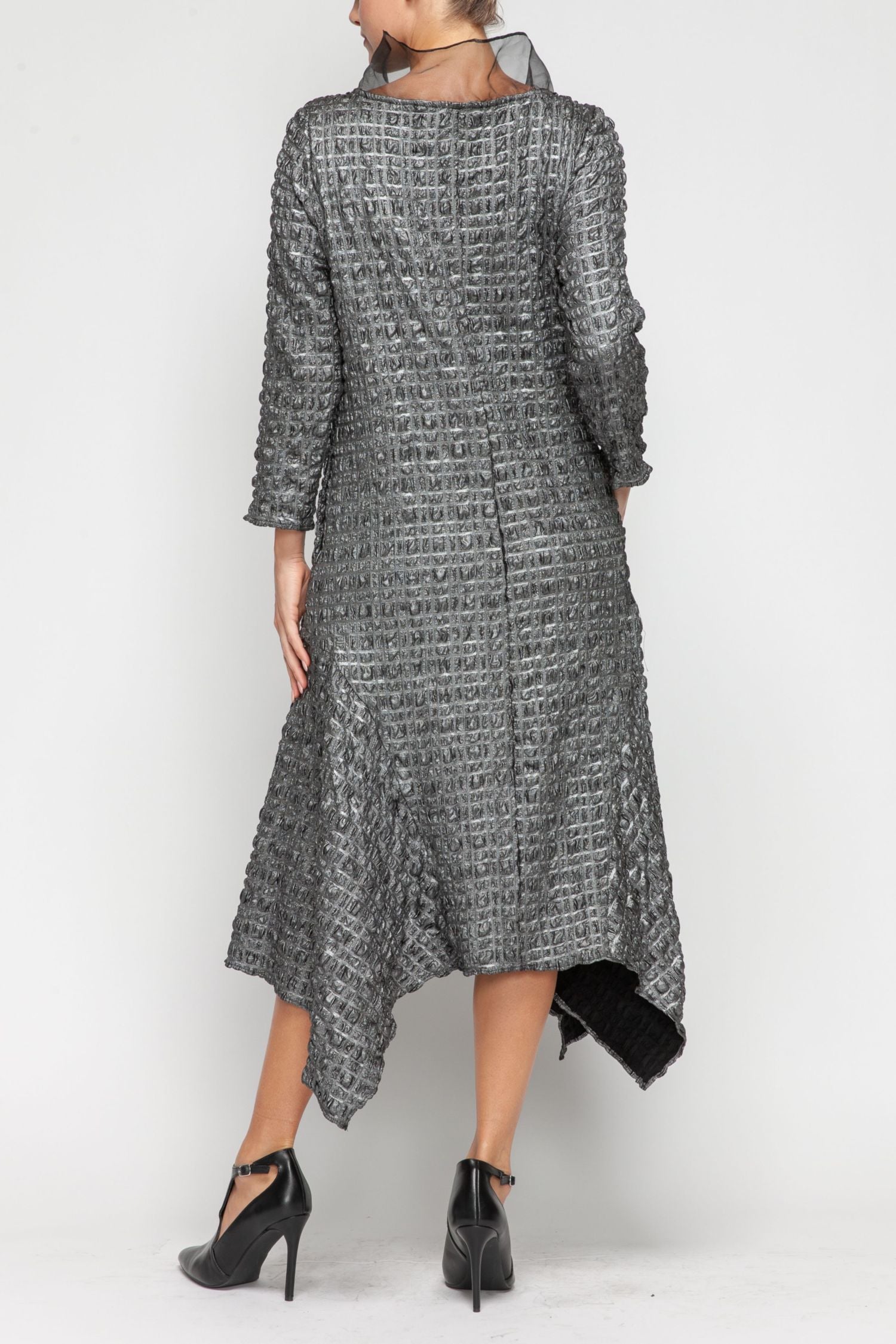 silver organza dress Organza Sleeve Detailed Double-Side Taffeta Long Dress