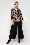 Tan Dolman Shirt Collar Top