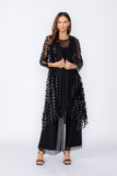 Black Mesh Long Open Front Jacket
