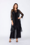 Black Mesh Long Open Front Jacket