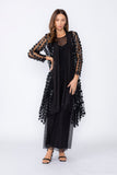 Black Mesh Long Open Front Jacket