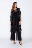 Black Mesh Long Open Front Jacket