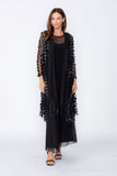 Black Mesh Long Open Front Jacket