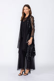Black Mesh Long Open Front Jacket
