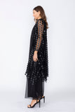 Black Mesh Long Open Front Jacket