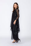 Black Mesh Long Open Front Jacket