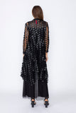 Black Mesh Long Open Front Jacket