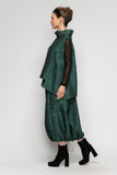 Teal Stand Collar Side Patch Pocket Vest