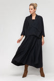 Black V-Neck Collar Front Pleats Boxy Top