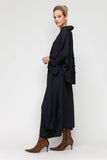Black V-Neck Collar Front Pleats Boxy Top