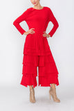 Red Asymmetrical Patch Jumpsuit