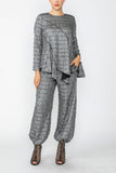 Silver Asymmetrical Pattern Line Long Sleeve Top