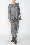 Silver Asymmetrical Pattern Line Long Sleeve Top