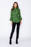 Hunter Green Wire High Stand Collar and Balloon Cuffs Jacket
