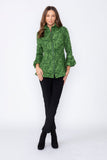 Hunter Green Wire High Stand Collar and Balloon Cuffs Jacket