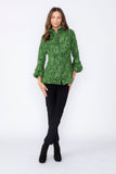 Hunter Green Wire High Stand Collar and Balloon Cuffs Jacket