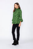 Hunter Green Wire High Stand Collar and Balloon Cuffs Jacket
