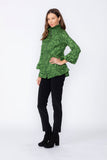 Hunter Green Wire High Stand Collar and Balloon Cuffs Jacket
