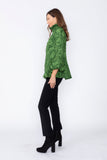 Hunter Green Wire High Stand Collar and Balloon Cuffs Jacket