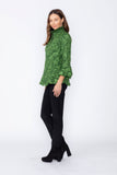 Hunter Green Wire High Stand Collar and Balloon Cuffs Jacket