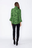 Hunter Green Wire High Stand Collar and Balloon Cuffs Jacket