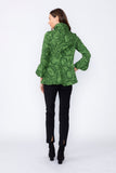 Hunter Green Wire High Stand Collar and Balloon Cuffs Jacket