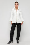 White Wire High Stand Collar and Balloon Cuffs Jacket