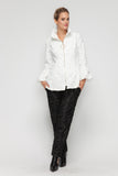 White Wire High Stand Collar and Balloon Cuffs Jacket