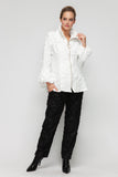 White Wire High Stand Collar and Balloon Cuffs Jacket
