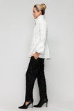 White Wire High Stand Collar and Balloon Cuffs Jacket