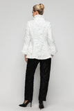 White Wire High Stand Collar and Balloon Cuffs Jacket