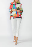 One Button Multi Print Jacket