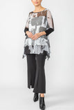 Black Abstract Mesh Paint Tunic Top
