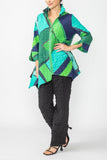 Blue Color Block Zip Front Top