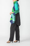 Blue Color Block Zip Front Top