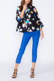 Blue Three Button High Neck Jacket