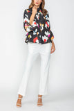 Red Three Button High Neck Jacket