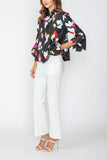 Red Three Button High Neck Jacket