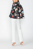 Red Three Button High Neck Jacket