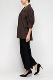 Brown Puff Sleeve Top