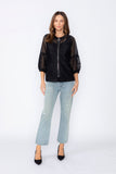 Black Rib Band Neck Short Jacket