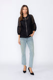 Black Rib Band Neck Short Jacket