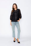 Black Rib Band Neck Short Jacket