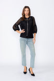 Black Rib Band Neck Short Jacket