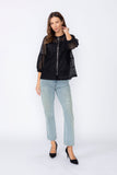 Black Rib Band Neck Short Jacket