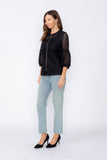 Black Rib Band Neck Short Jacket