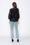 Black Rib Band Neck Short Jacket